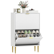 Scarpiera con 2 cassetti, ante e ripiani regolabili ¨C Zephmum ¨C Bianco 60x24x91,5cm