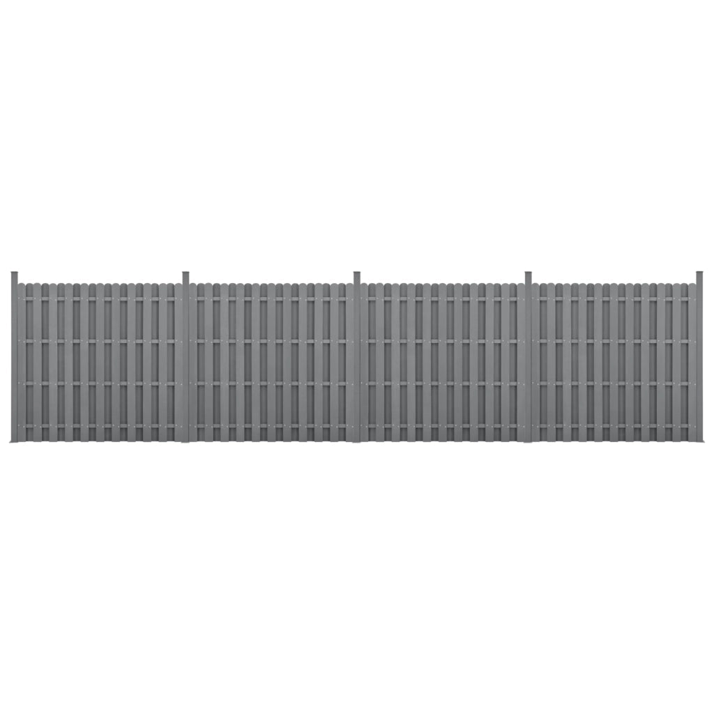 Set di 4 pannelli frangivento e per la privacy in legno composito (WPC) grigio 185 x 747 cm 03_0006589