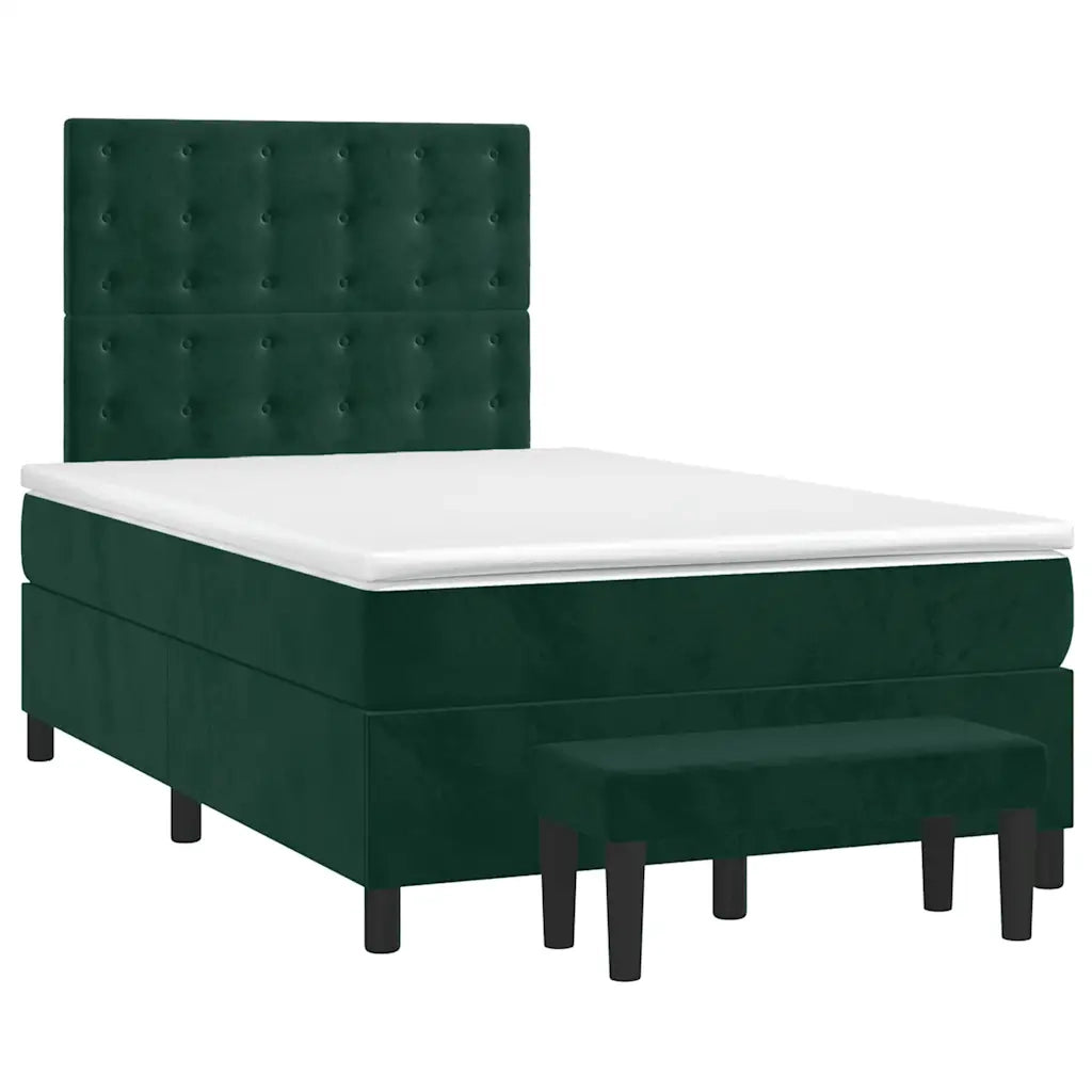 Giroletto a Molle con Materasso Verde Scuro 120x200 cm Velluto