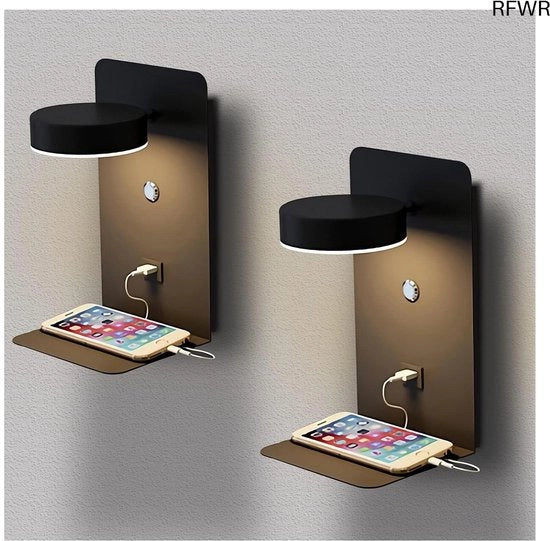Set di 2 lampadine da soffitto a led con porta di ricarica USB e controllo a toccamento