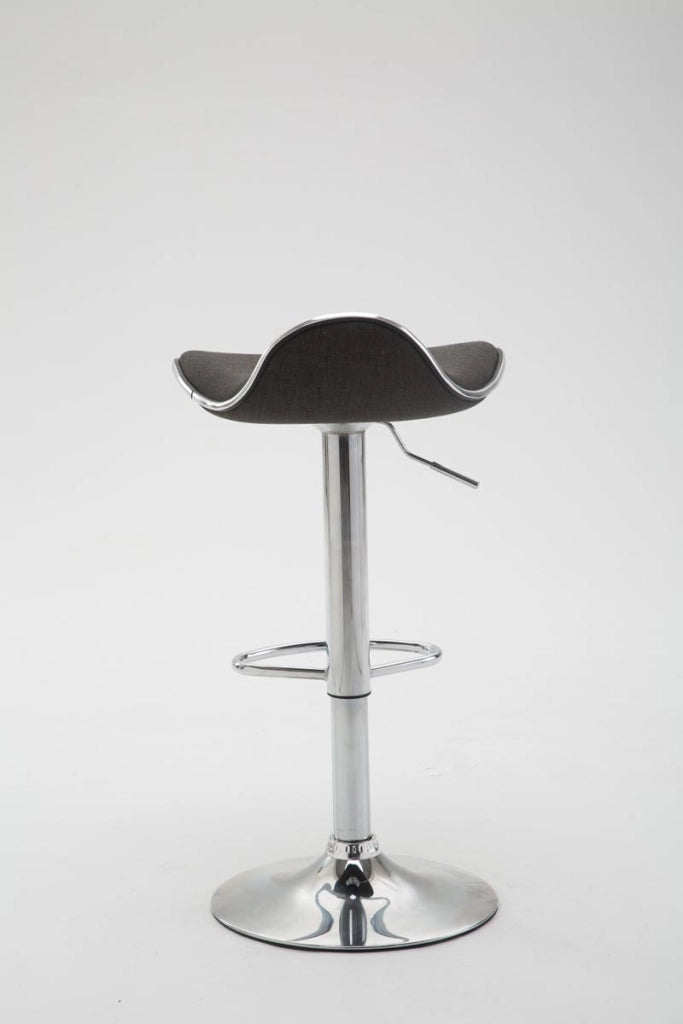 Sgabello Shanghai in tessuto grigio scuro,cromo