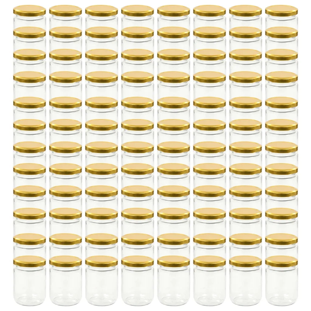 Vasi per Marmellata in Vetro Coperchio Oro 96 pz 230 ml 50803