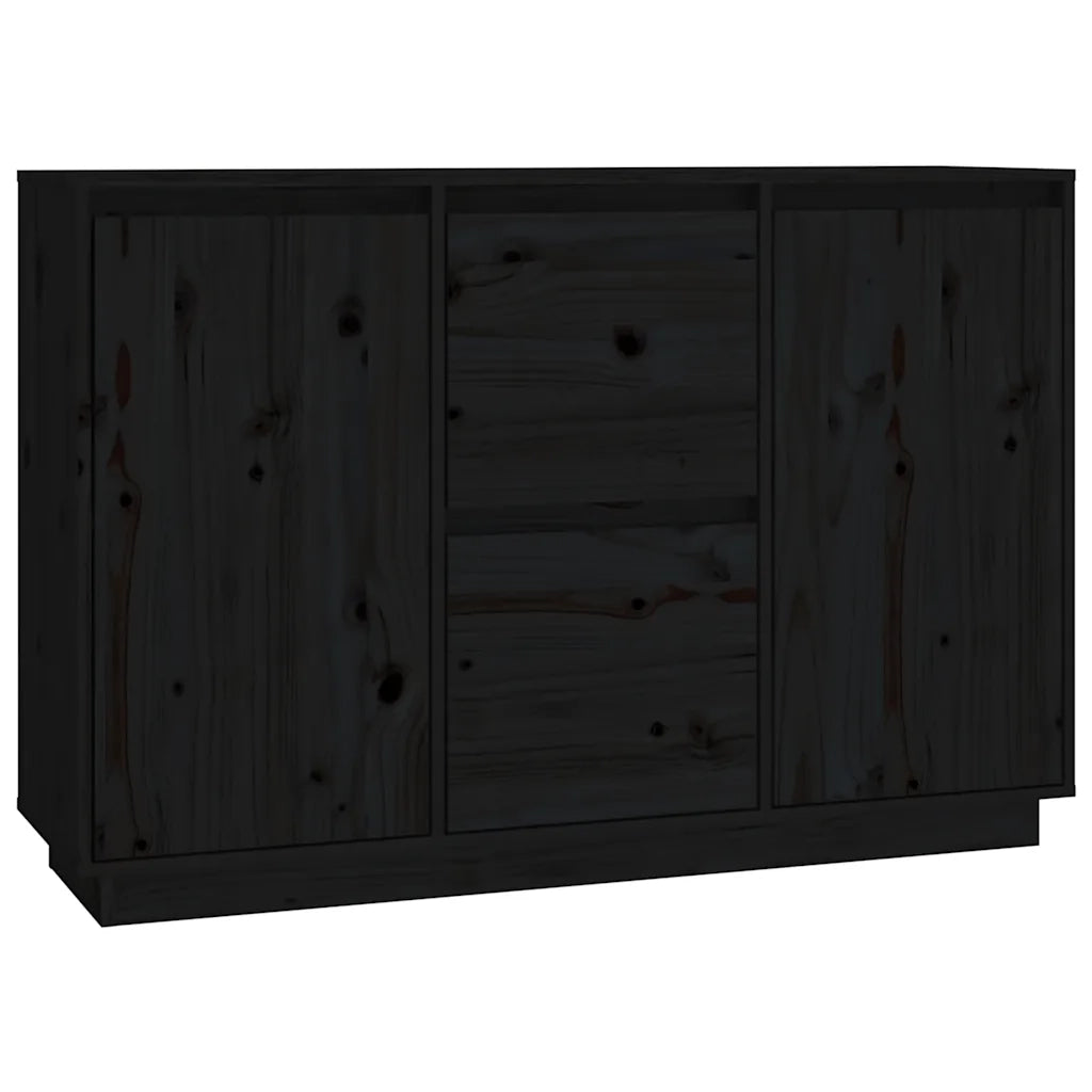 Credenza | Madia | Buffet da pranzo | Armadio da pranzo Nera 111x34x75 cm in Legno Massello di Pino