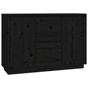 Credenza | Madia | Buffet da pranzo | Armadio da pranzo Nera 111x34x75 cm in Legno Massello di Pino