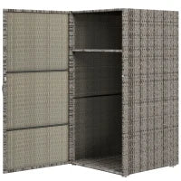 Armadio da Giardino in Rattan PE con 2 Vani, 60x63x120cm, Grigio