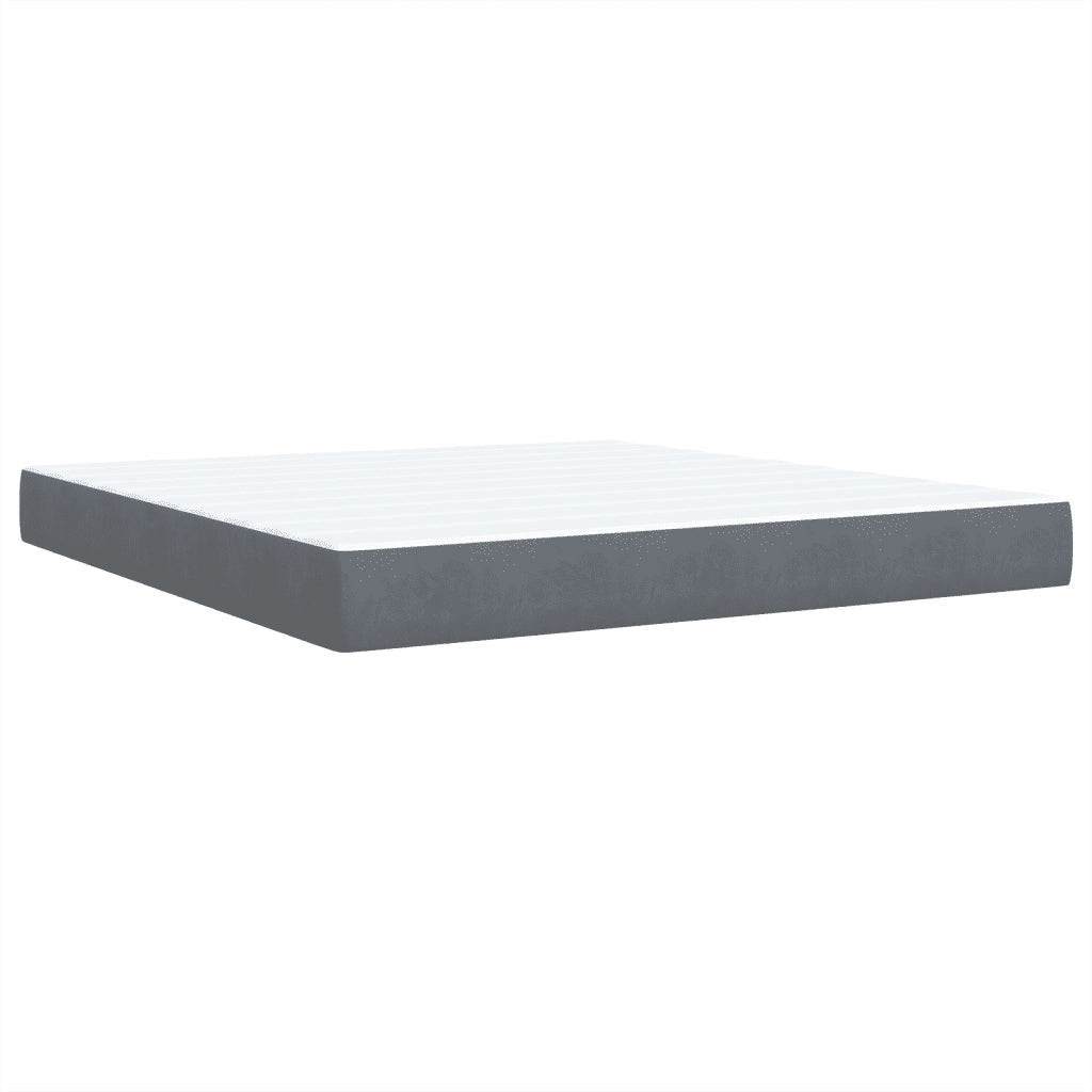 Giroletto a Molle con Materasso Grigio Scuro 180x200 cm Velluto