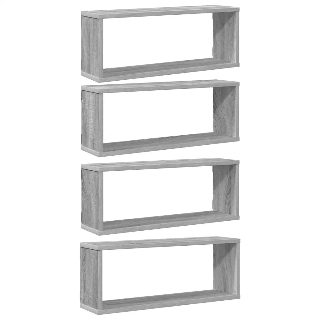 Mensole Cubo Muro 4 pz Grigio Sonoma 60x15x23 Legno Multistrato cod mxl 46070