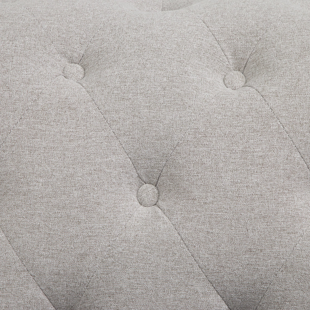 Divano Chesterfield a 2 posti con bottoni avorio beige capitonnè