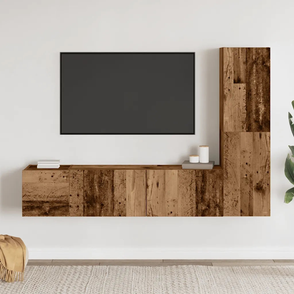 Mobili TV a Parete 3 pz Legno Antico in Legno Multistrato 3328961