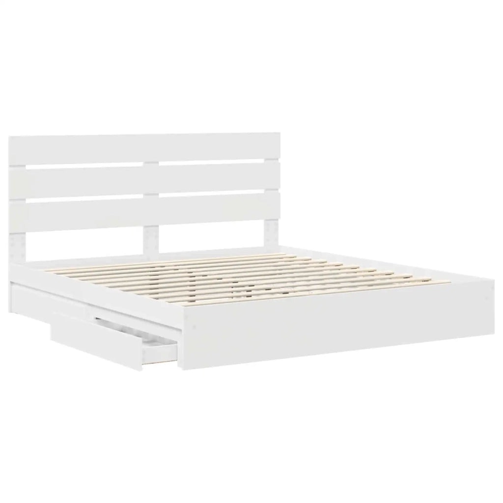 Letto con Contenitore Bianco 180 x 200 cm Legno multistrato
