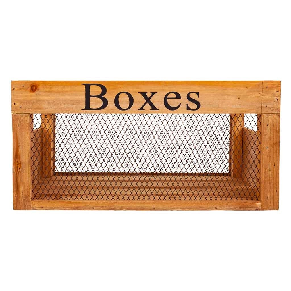 Cassetto in legno e metallo marrone 36x23x17h cm