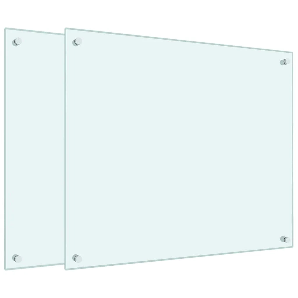 Set di 2 paraschizzi per cucina facili da pulire 70 x 60 cm vetro temperato bianco 02_0055728