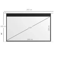 Telo per Proiettore 120" 16:9 Motorizzato con Telecomando, Fissaggio a Muro e Soffitto, Bianco