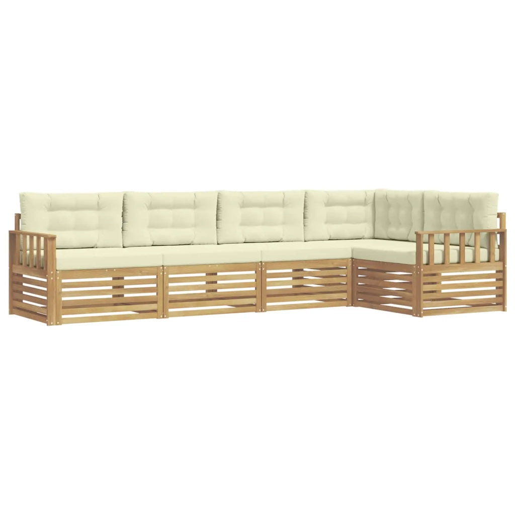 Set di divani da esterno 6 pcs Bianco e Crema Poliestere 3390475