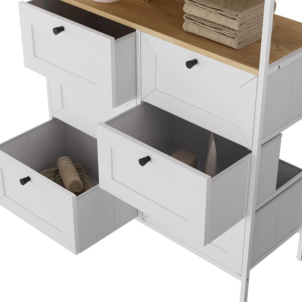 Cassettiera Belaro, Bianco, 80 x 95 cm 6 cassetti, adatto per riporre utensili da cucina e stoviglie