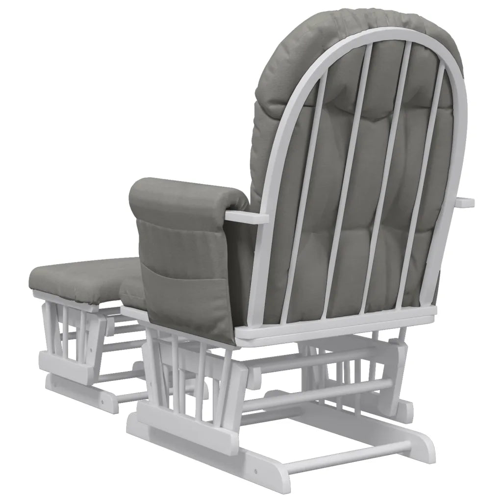 Poltrona Glider con Sgabello-Sedia a dondolo Grigio Chiaro in Tessuto 704825