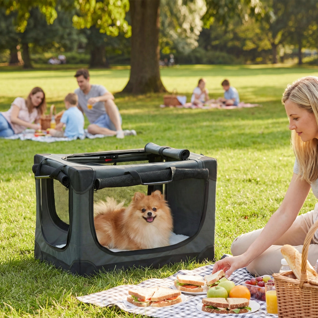 Trasportino per Cani Pieghevole con Cuscino ¨C zephmum ¨C Verde Esercito 40x60x30