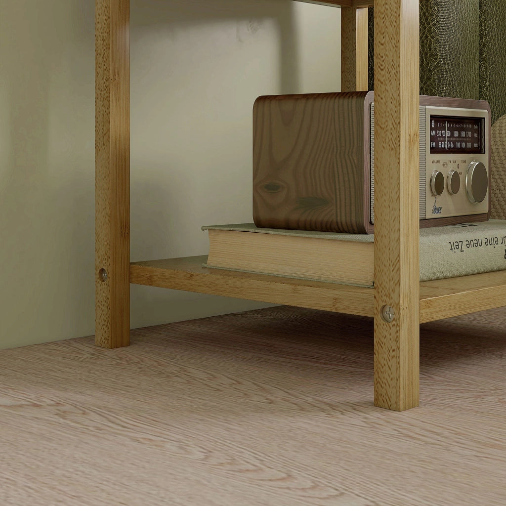 Set 2 Comodini con 2 Cassetti e Ripiano Inferiore in stile Nordico 40x34x60 cm in Bambù