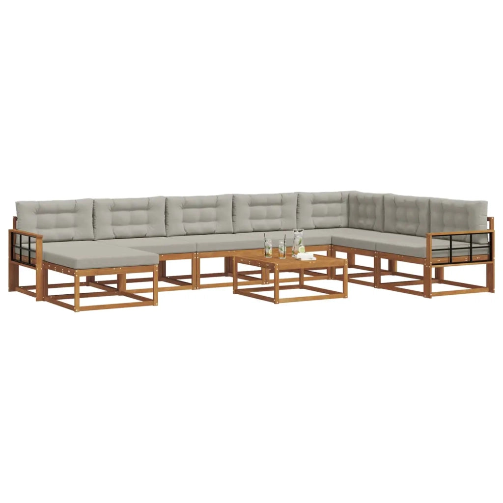 Set di divani da esterno 9 pcs Grigio Naturale e Chiaro 3368044
