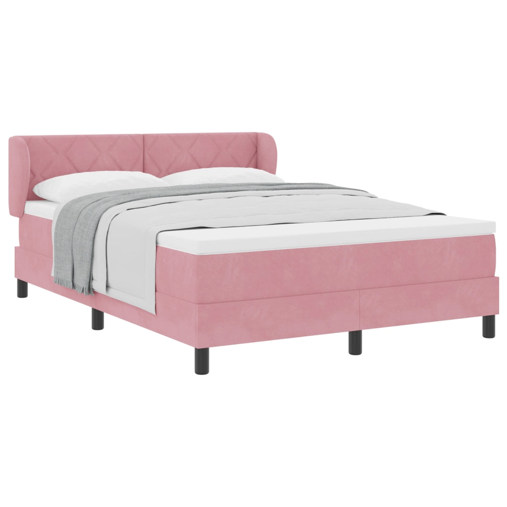 Letto Box Spring con Materasso Rosa 160x200 cm Velluto