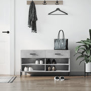 Panca Porta Scarpe-Sgabello-Panca Scarpiera Grigio Cemento 102x35x55cm Legno Multistrato 133236