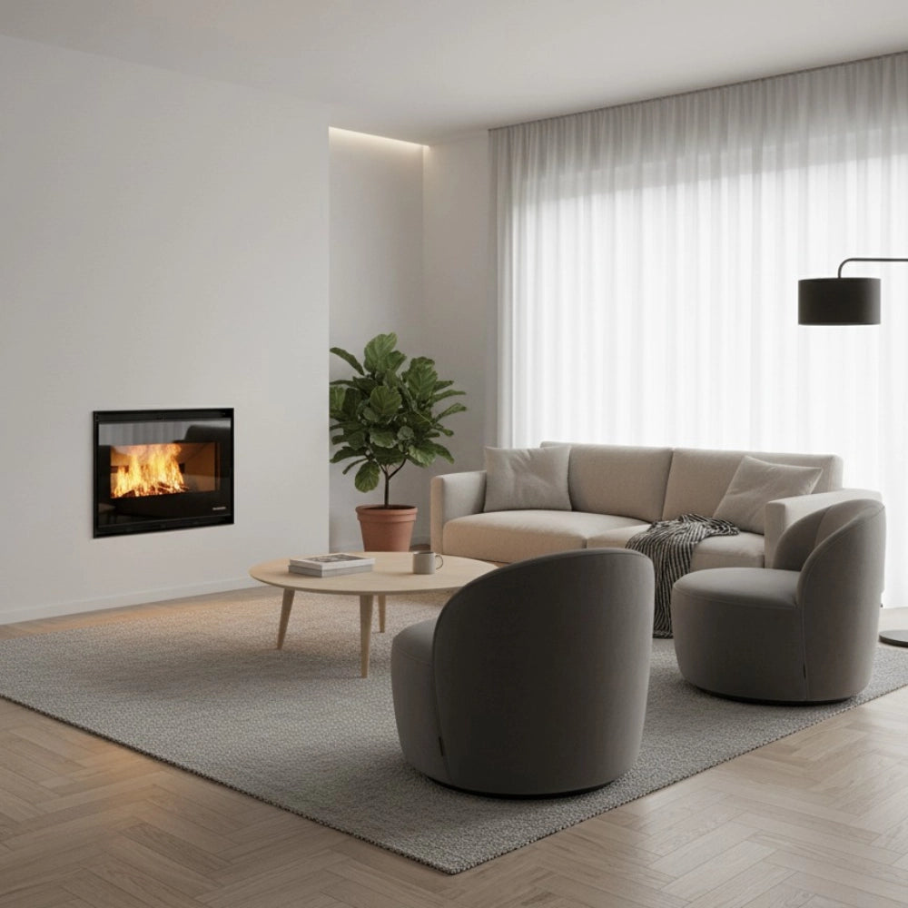 Caminetto a legna inserimento convezione naturale focolare thermofix base ghisa *** misure gtm70, confezione 1