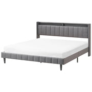 Letto matrimoniale LED Grigio Scuro Tessuto EU Super King Size 180 x 200 cm Testiera imbottita con porta USB Desing moderno