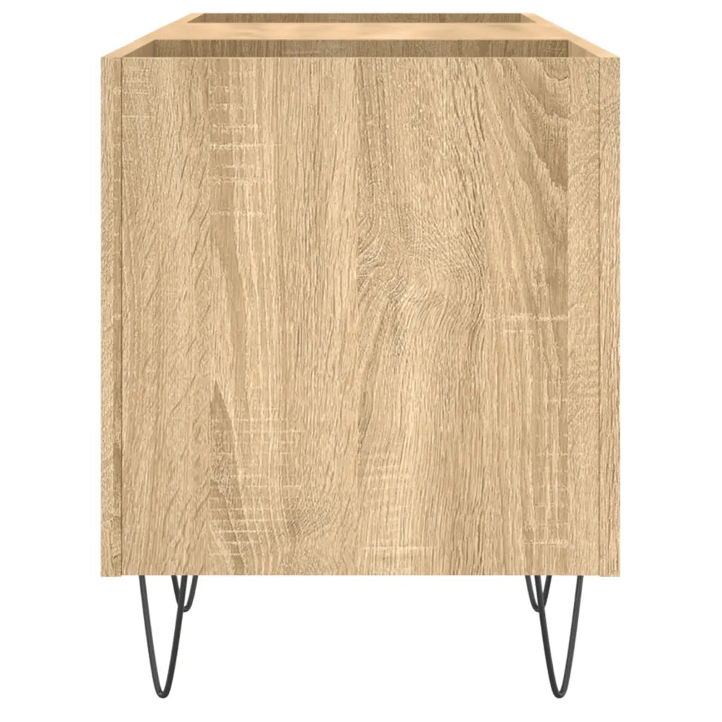 Mobile porta dischi in stile industriale vintage 121 x 38 x 48 cm ampio spazio contenitivo legno composito rovere Sonoma 02_0049091