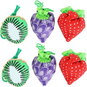 Borsa per frutta e verdura pieghevole - 6 pezzi - polyester - fragola uva kiwi - rosso verde viola