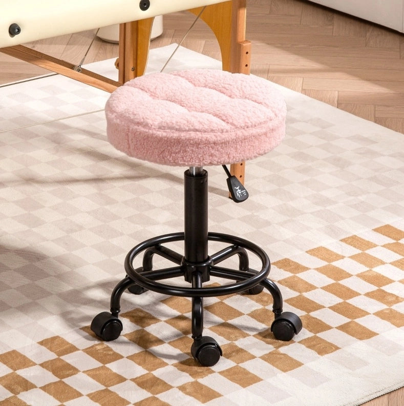 Sgabello da lavoro girevole rosa regolabile 50-66 cm