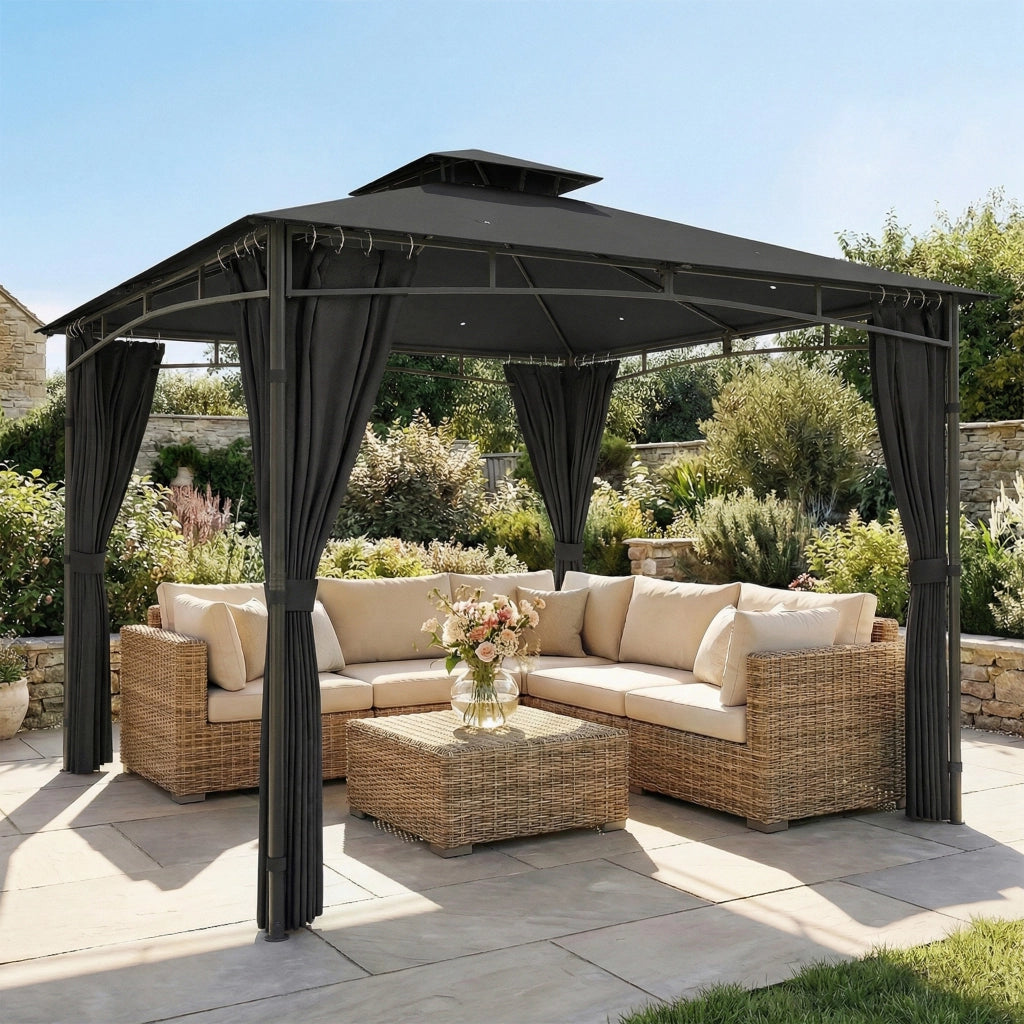 Gazebo da giardino ¨C zephmum ¨C 3x3m grigio antracite