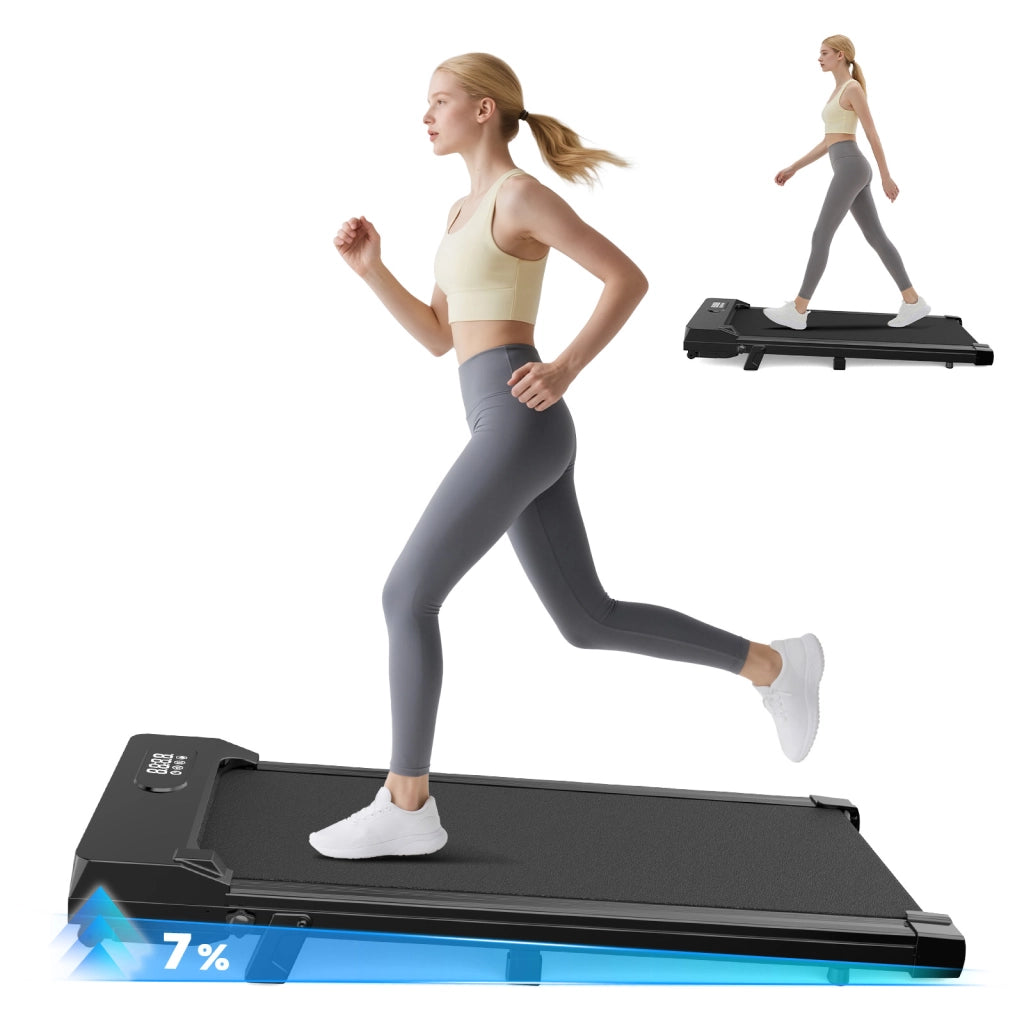 Tapis roulant 2 in 1, Tapis roulant portatile  con telecomando, 8 km/h, capacità di carico 120 kg, super silenzioso, display LED, 2,5 HP
