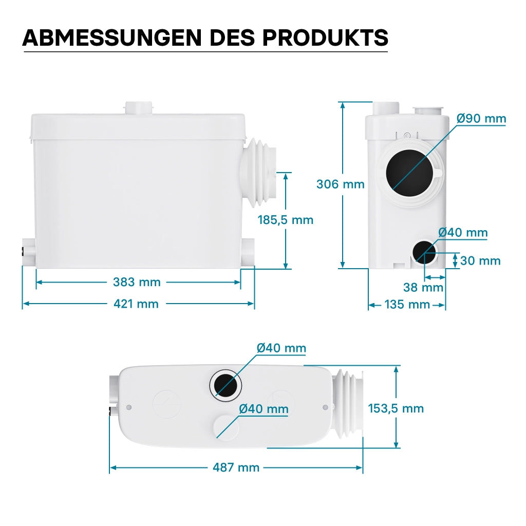 Stazione di sollevamento 3/1 per acque reflue con attacco laterale 450 W Prevalenza 7,5m