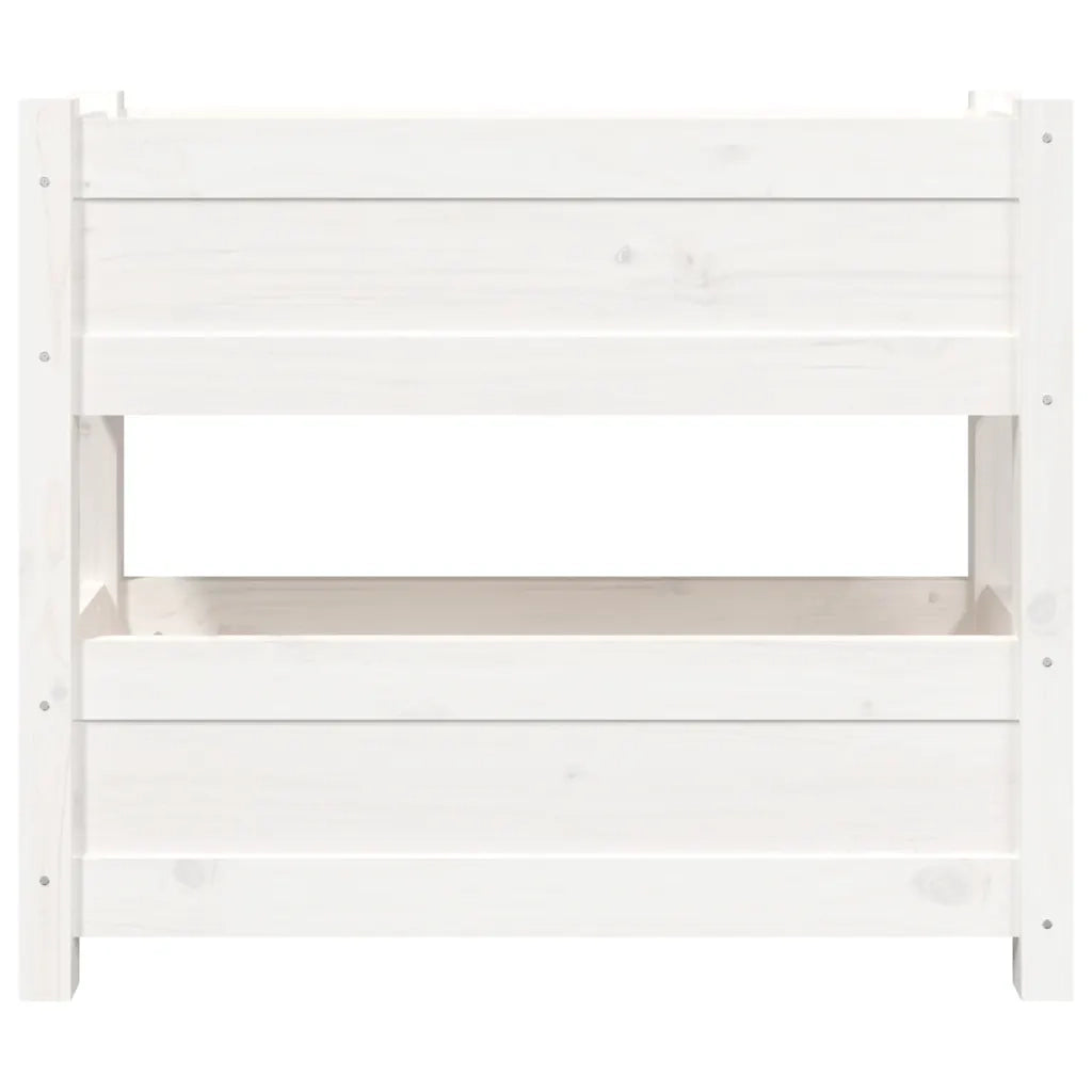 Fioriera-Vaso-Contenitore per Piante Bianca 77x25x66 cm in Legno Massello di Pino