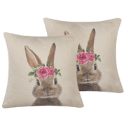 Set di 2 cuscini decorativi grigio tortora cotone di animale quadrato 45 x 45 cm con inserto decorazioni pasquali cuscini