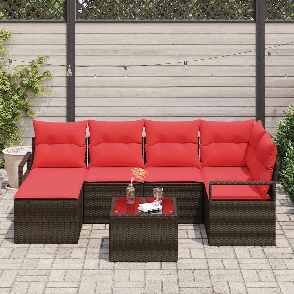 Set di divani 7 pcs Marrone polyrattan