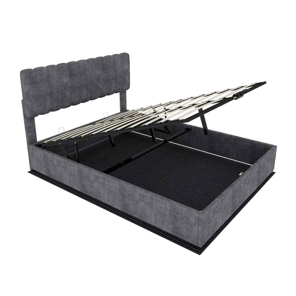 letto imbottito tessuto grigio 160 x 200 cm