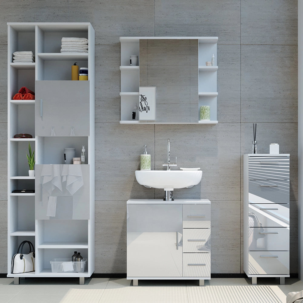 Vicco Set mobili bagno Bianco lucido 4 parti