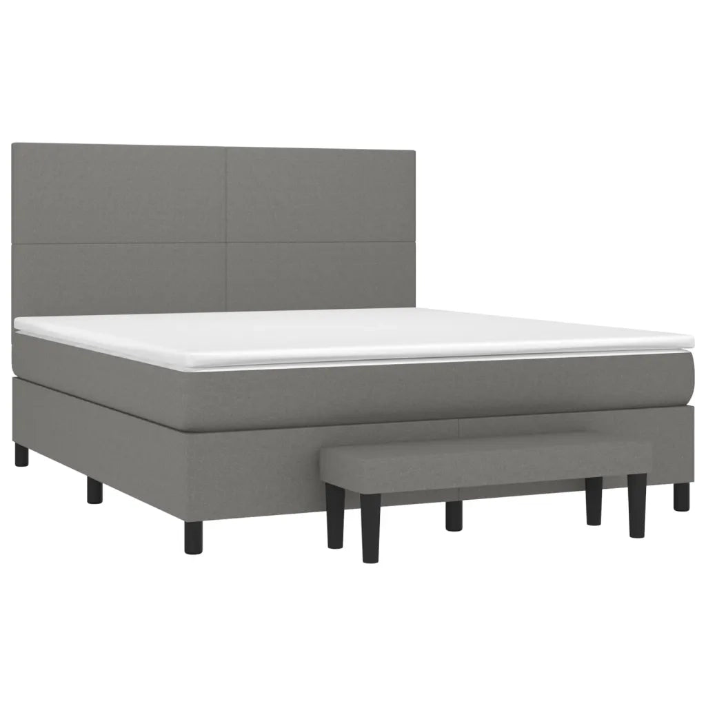 Giroletto a Molle con Materasso Grigio Scuro 160x200 cm Tessuto