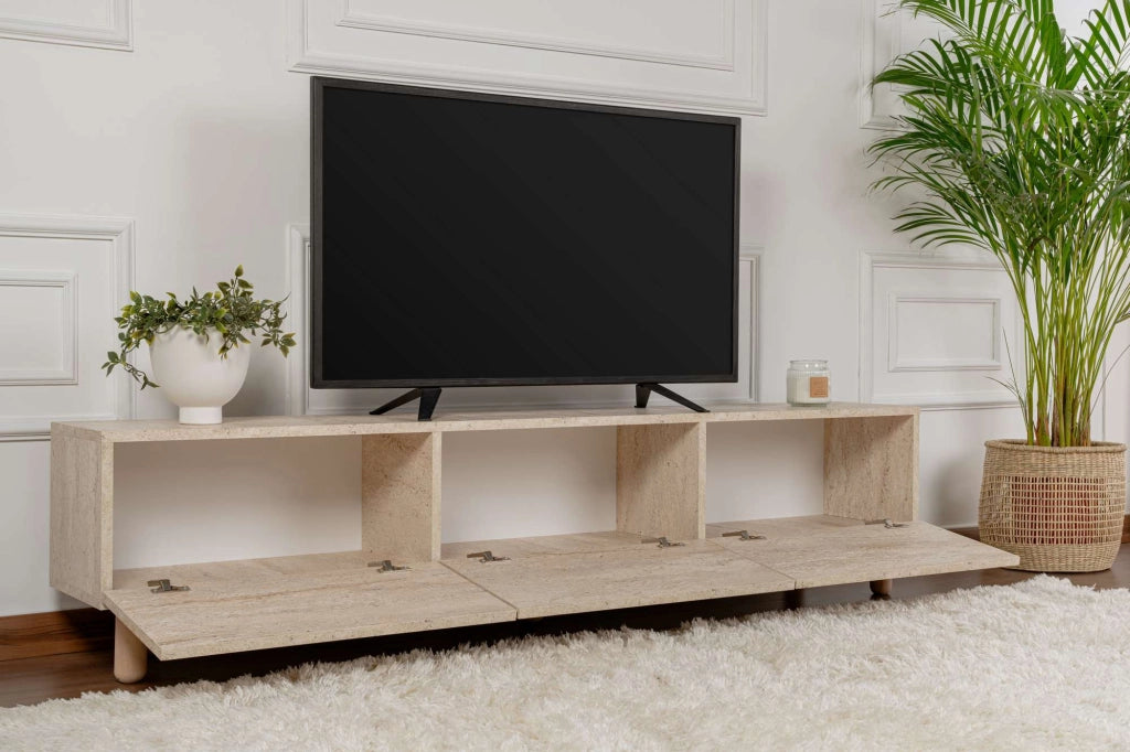 Porta TV in legno "Alvin" - 180 x 31 x 42 cm - Beige