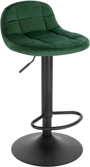 Set di sedute da bar con schienale in pelle di alta qualità - colore verde scuro - set da 1 - sedile da bar con piedistallo - sedili da bar con schienale - sedile da cucina - regolabile in altezza - con rivestimento in velluto