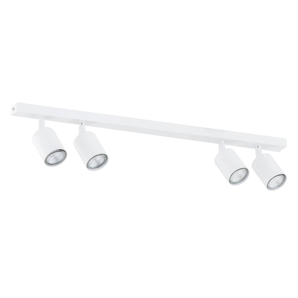 Plafoniera Moderna 4 Luci Faretti Khnum In Acciaio Bianco