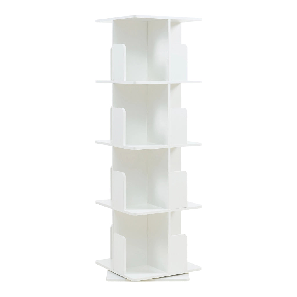 Libreria Girevole per Cameretta Talöpintaa Scaffale Rotante Espositore 129x40x40 cm Bianco [en.casa]