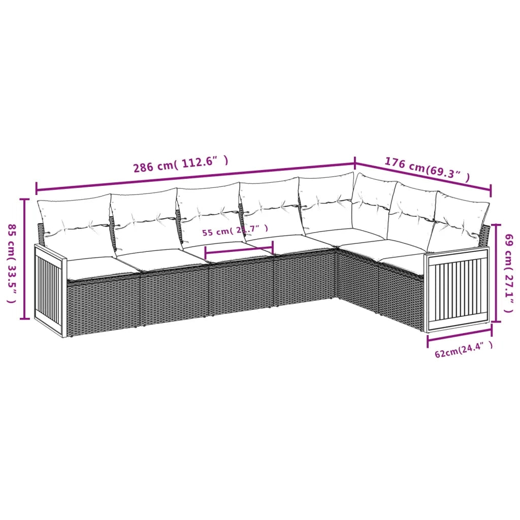 Set Divani da Giardino 7 pz con Cuscini Beige in Polyrattan 3227710