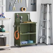 Carrello per Attrezzi con ruota Verde oliva 65 x 35 x 111 cm 874556