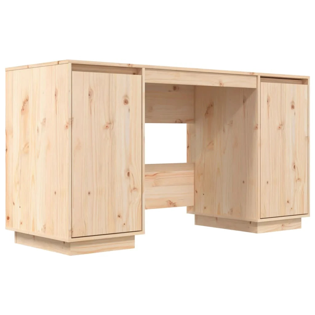Scrivania tavolo postazione di lavoro mobile per computer studio 140 x 50 x 75 cm legno massello di pino marrone 02_0023378