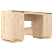 Scrivania tavolo postazione di lavoro mobile per computer studio 140 x 50 x 75 cm legno massello di pino marrone 02_0023378