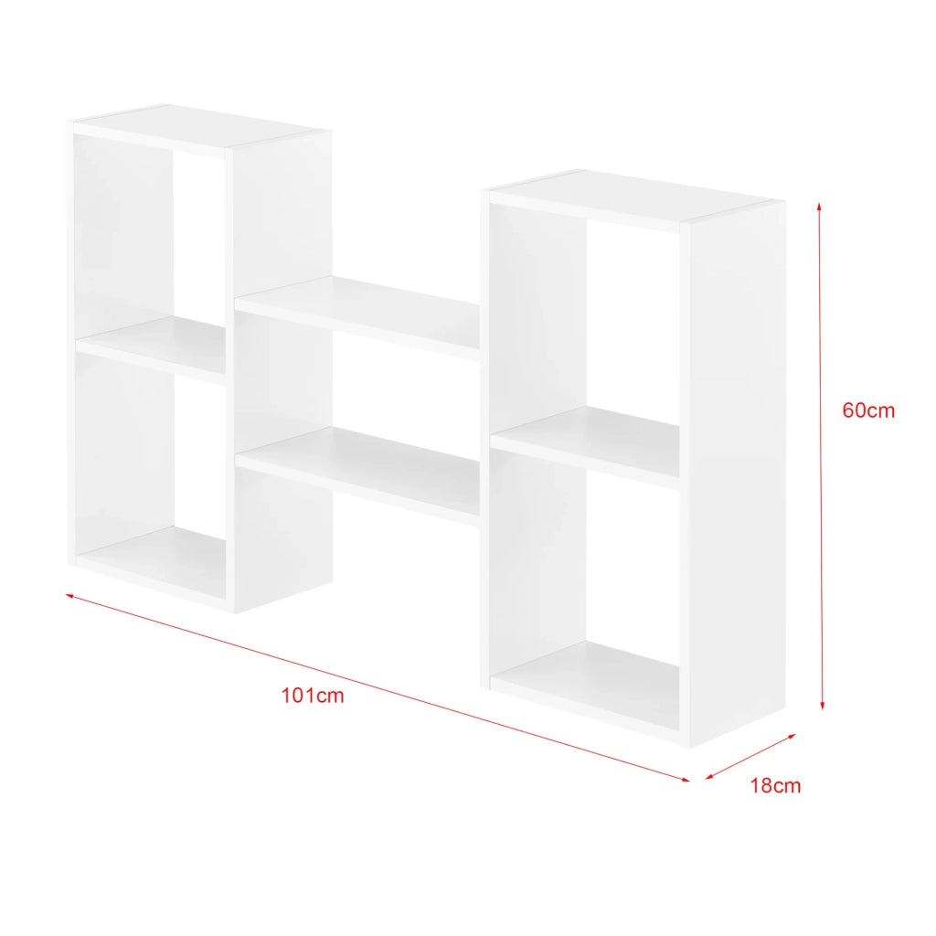 Pensile di design elegante ripiano sospeso 5 vani portaoggetti portata 20 kg melaminico 101 cm bianco opaco 03_0005846