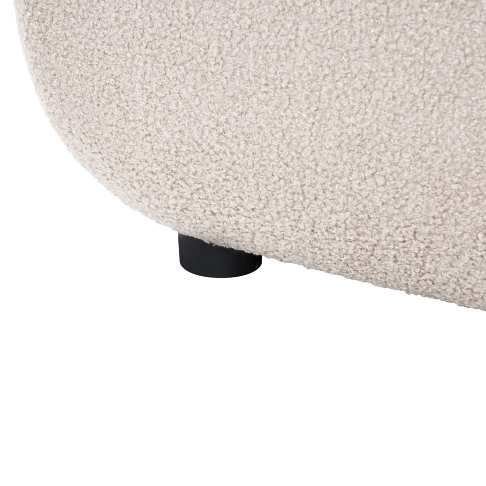 Divano a 3 posti beige in bouclé con braccioli arrotondati rivestimento di alta qualità seduta trapuntata stile moderno di metà secolo decorativo per soggiorno
