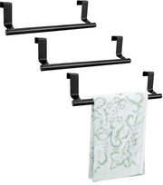 Supporto per asciugamano da cucina 3 in 1, 23 cm, senza perforazione, con maniglia in acciaio inossidabile con tacche antiscivolo, senza perforazione richiesta, (nero)